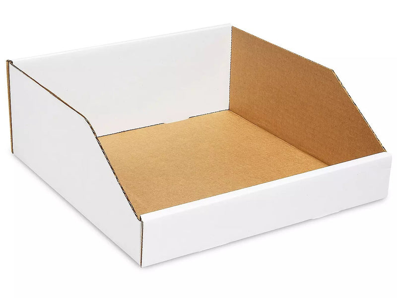 White Corrugated Parts Bins - 12 x 12 x 4 1⁄2" " Lot of 50