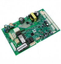 Green printed circuit board with black, white, and yellow electronic components