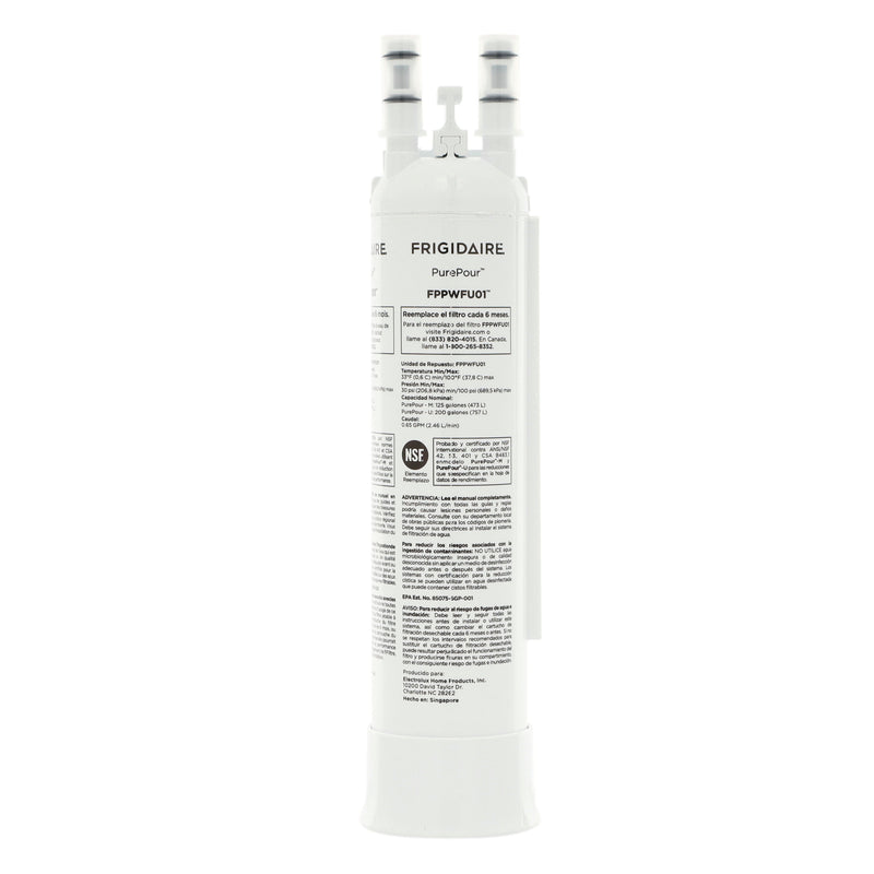 Frigidaire FPPWFU01 PurePour Water Filter for Refrigerator - Front View - Genuine OEM Part