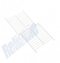 White metal wire rack with a grid pattern