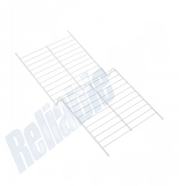 White metal wire rack with a grid pattern