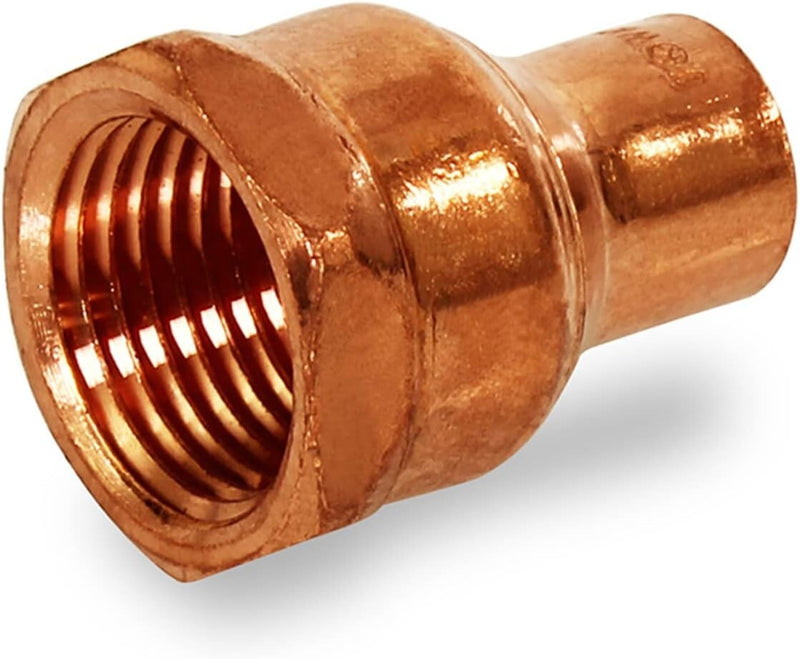 Nibco 603 Female Adapter Fitting with C X F Connections, 1/2 X 3/4, Copper