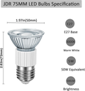 2-Pack JDR 5W LED Range Hood Bulbs 120V E27 50W Halogen Equivalent 3000K