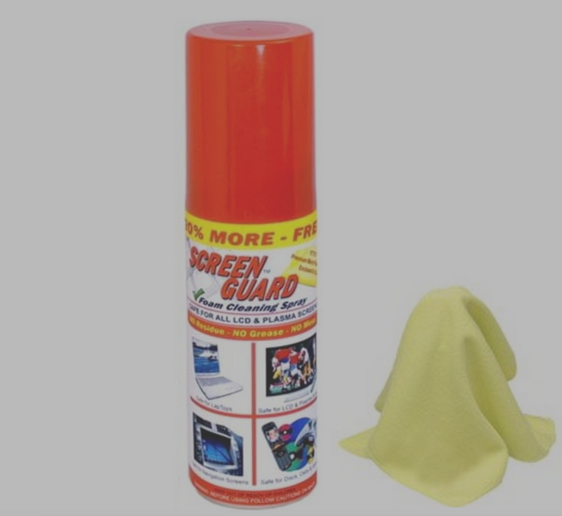 Screen Guard Microfiber Cloth & Foam Cleaning Spray for TV Display/Monitors