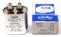 Supco Oval Run Capacitor 7.5 MFD 370V Volt VAC CR7.5X370 50/60HZ