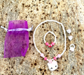 Kids Girls Faux Pearl Beads Necklace Bracelet Ring Earrings Set