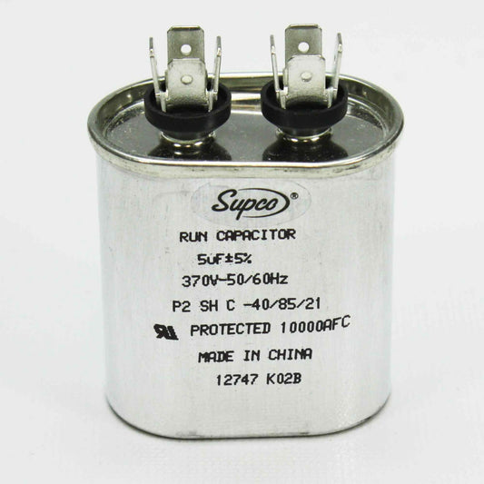 Supco Oval Run Capacitor 5 uF MFD 370V Volt VAC CR5X370 50/60HZ