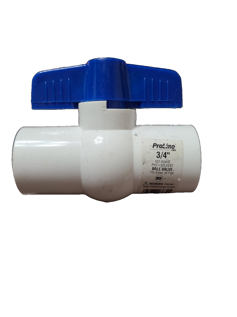 Proline Ball Valve PVC Solvent 3/4" 107-634  HC Fits Sched. 40 Pipe