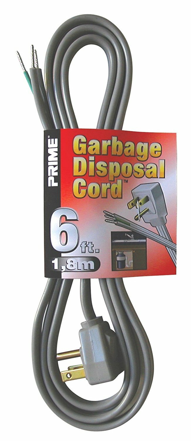 Garbage Disposal Cord, Gray, 6-Feet 6' 3 WIRE 16G 13 AMP 16/3 SPT-3 60-86