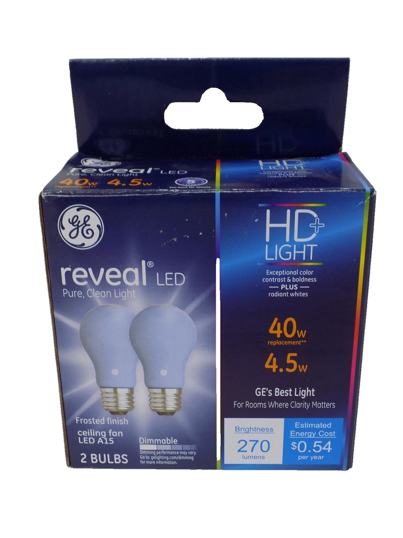 A15 Reveal Hd Ceiling Fan Led Light Bulb, 4.5 Watts