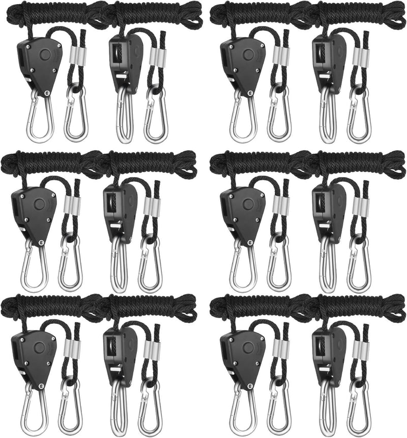 6-Pair iPower 1/8 Inch 8-Feet Long Heavy Duty Adjustable Rope Clip Hanger 150lbs
