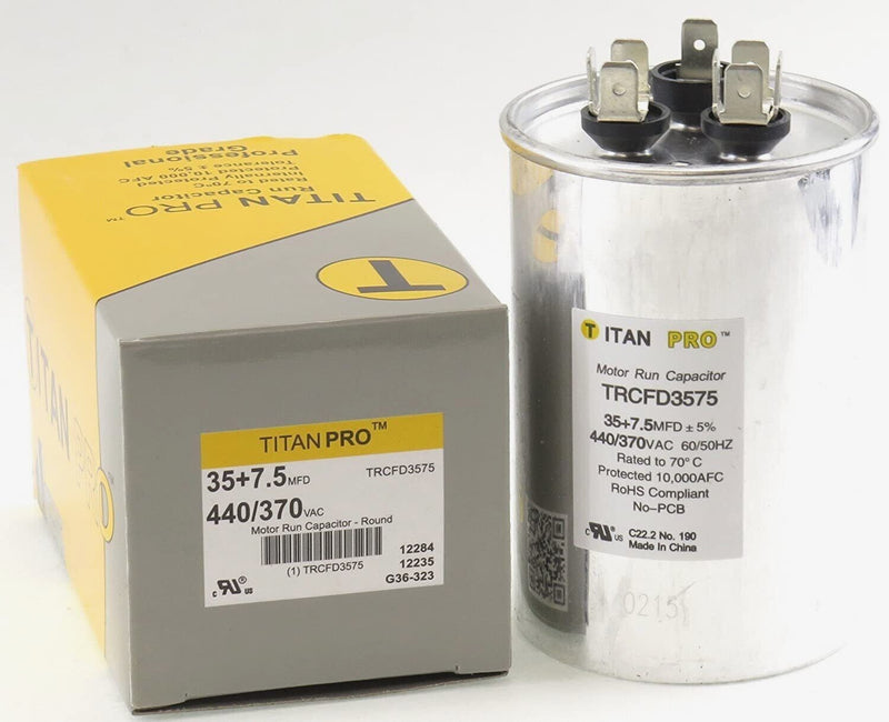 Titan Pro TRCFD355 35+5 MFD 440 370V Round Motor Run Capacitor