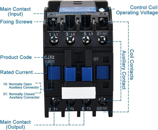 US Seler 3-Pole AC Contactor CJX2-0910 110VAC Coil, 3NO+1NO Auxiliary 660V 3-Ph