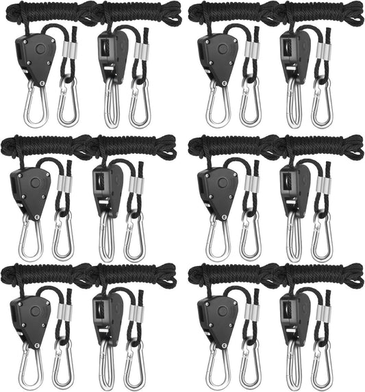 6-Pair iPower 1/8 Inch 8-Feet Long Heavy Duty Adjustable Rope Clip Hanger 150lbs