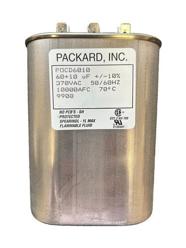 Packard POCF35 Motor Run Capacitor Oval, 35 µf, 440 VAC, TESTED - NEW