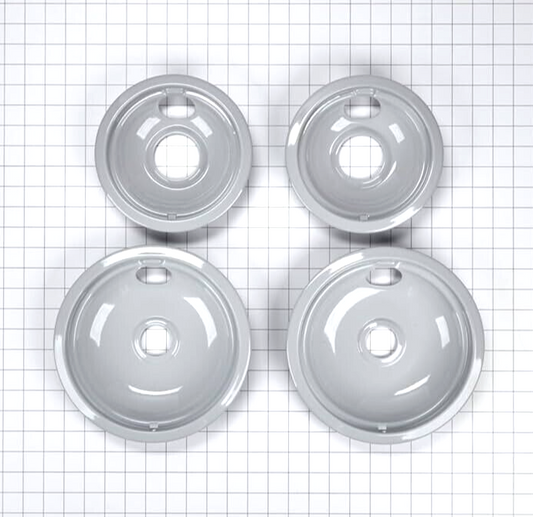 Authentic Whirlpool Burner Drip Pan Set Grey 2-6" 2-8" W10291024