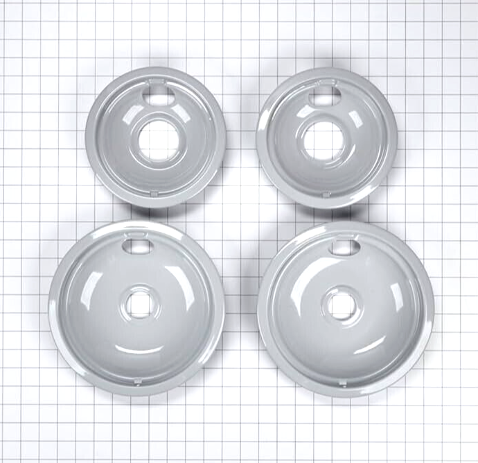 Authentic Whirlpool Burner Drip Pan Set Grey 2-6" 2-8" W10291024