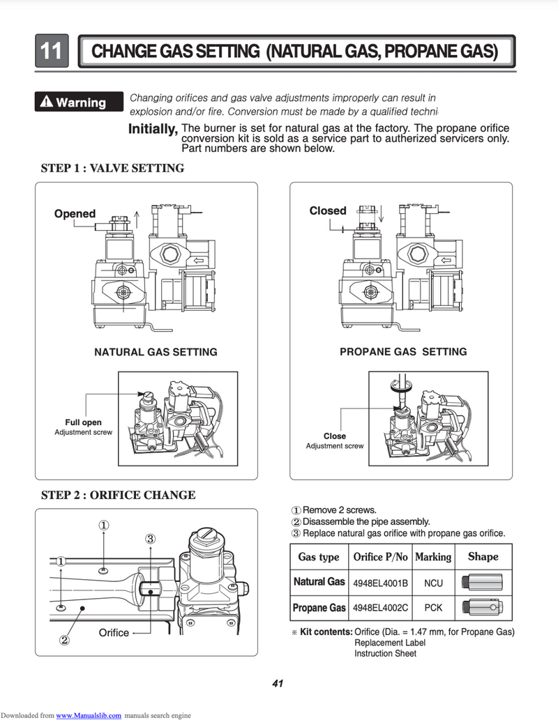 Dryer LP Gas Conversion for LG 383EEL3002D