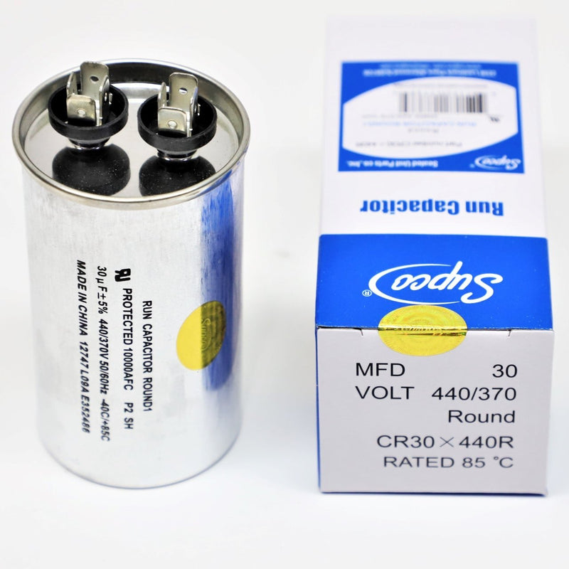 Supco Round Single Motor Capacitor 30 uf MFD 440 VAC Volt Supco CR30X440R