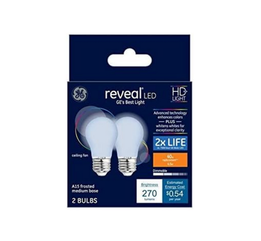 GE 48697 40 Watt Medium Base 40w A15 Light Bulbs BLUE FROST (PACK OF 2)