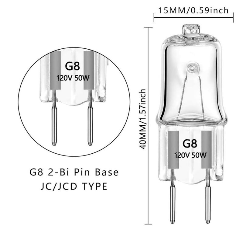 50W G8 120V T4 Halogen Bulb 120V
