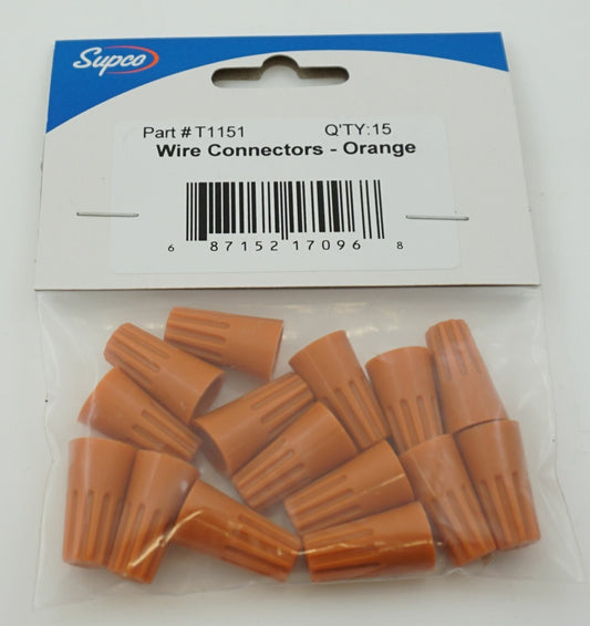Supco T1151 Wire Connector Medium Orange 15PC