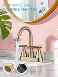 Brushed Gold Bathroom Faucets, 4-Inch Bathroom Sink Faucet, Gold