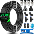 1/4" Air Line Tubing Kit 32.8FT PU Tube with Push Connect Fittings 15PCS