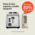 2 Slice Slim Toaster Long Slot 6 Shade Settings Auto Shutoff Oatmilk