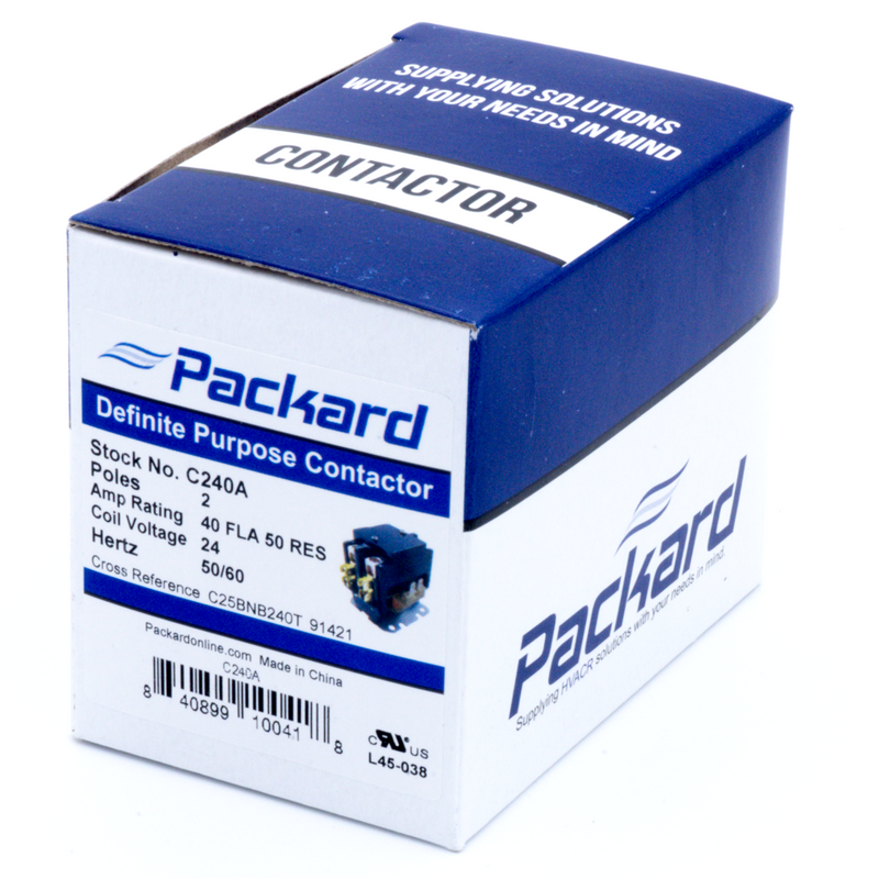 Packard C240A - 2 Pole Air Conditioner Condenser Contactor (24V, 40Amp)