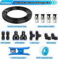 1/4" Air Line Tubing Kit 32.8FT PU Tube with Push Connect Fittings 15PCS