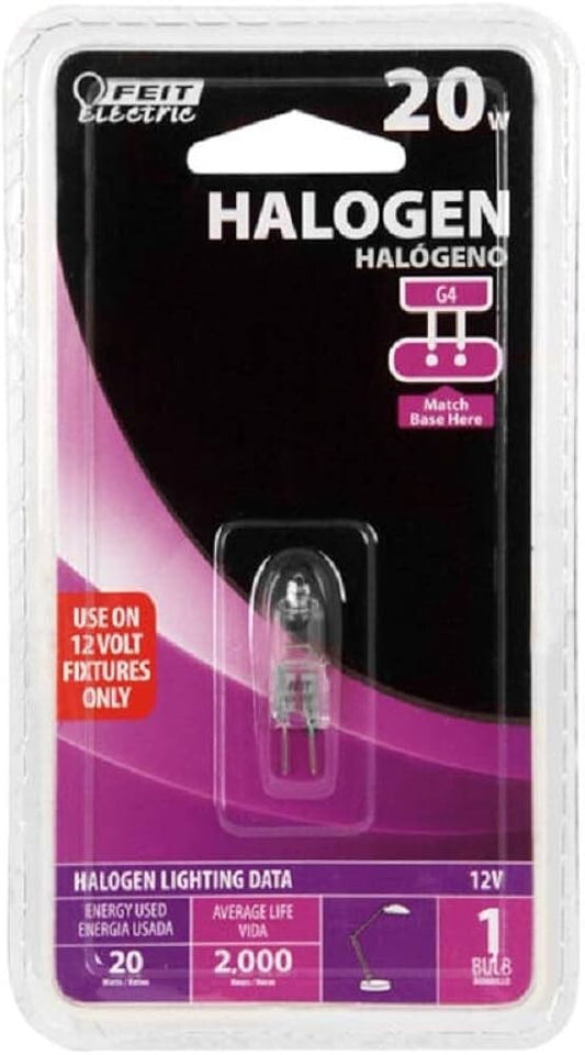 Feit Electric BPQ20T3/RP 20-Watt T3 Halogen Bulb with G4 Bi-Pin Base, Clear