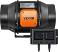 6" Inline Duct Fan, 402 CFM with Temp Humidity Controller EC Motor, Quiet
