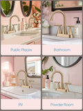 Brushed Gold Bathroom Faucets, 4-Inch Bathroom Sink Faucet, Gold