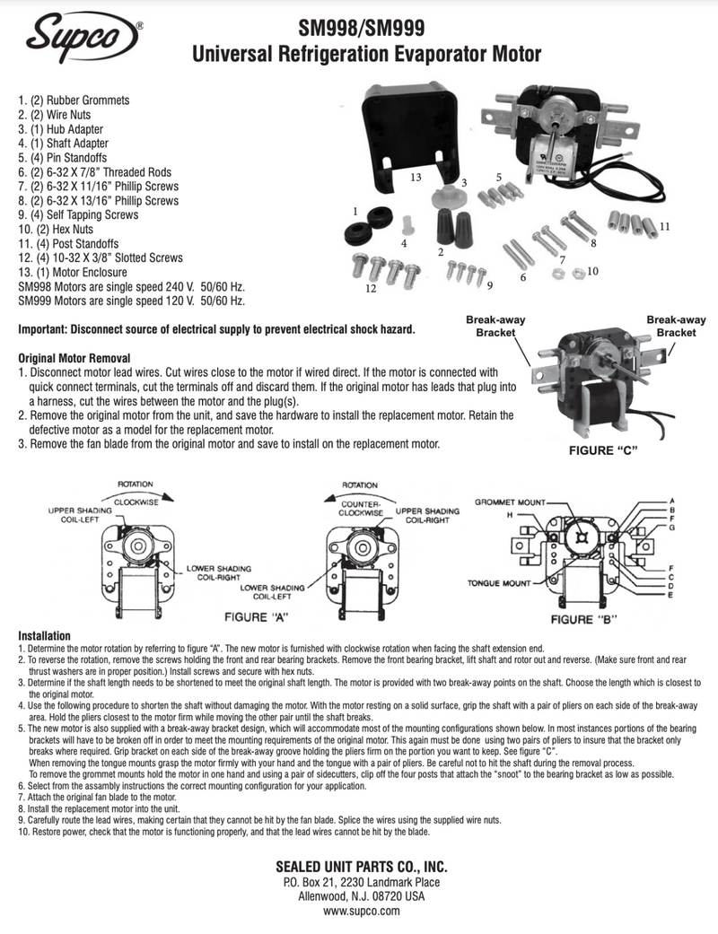 SUPCO Universal Evaporator Refrigerator Freezer Fan Motor