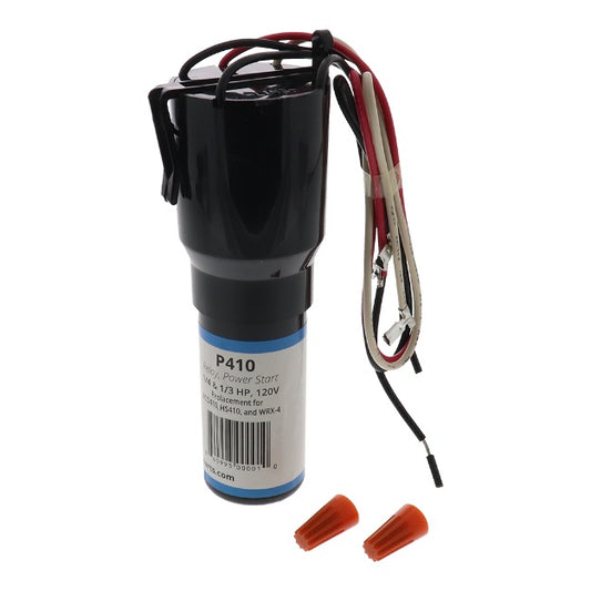 ERP P410 refrigerator compressor power start relay with lead wires and wire connectors